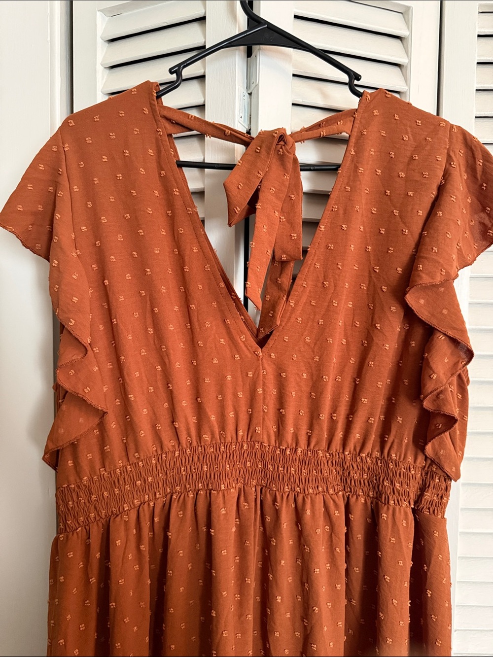 SHEIN Rust Floral Embroidered Ruffle Dress - Picture 8 of 9